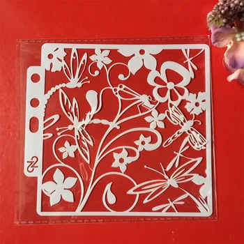 

1Pcs 5.1" Dragonfly Flower DIY Layering Stencils Wall Painting Scrapbook Coloring Embossing Album Decorative Paper Card Template