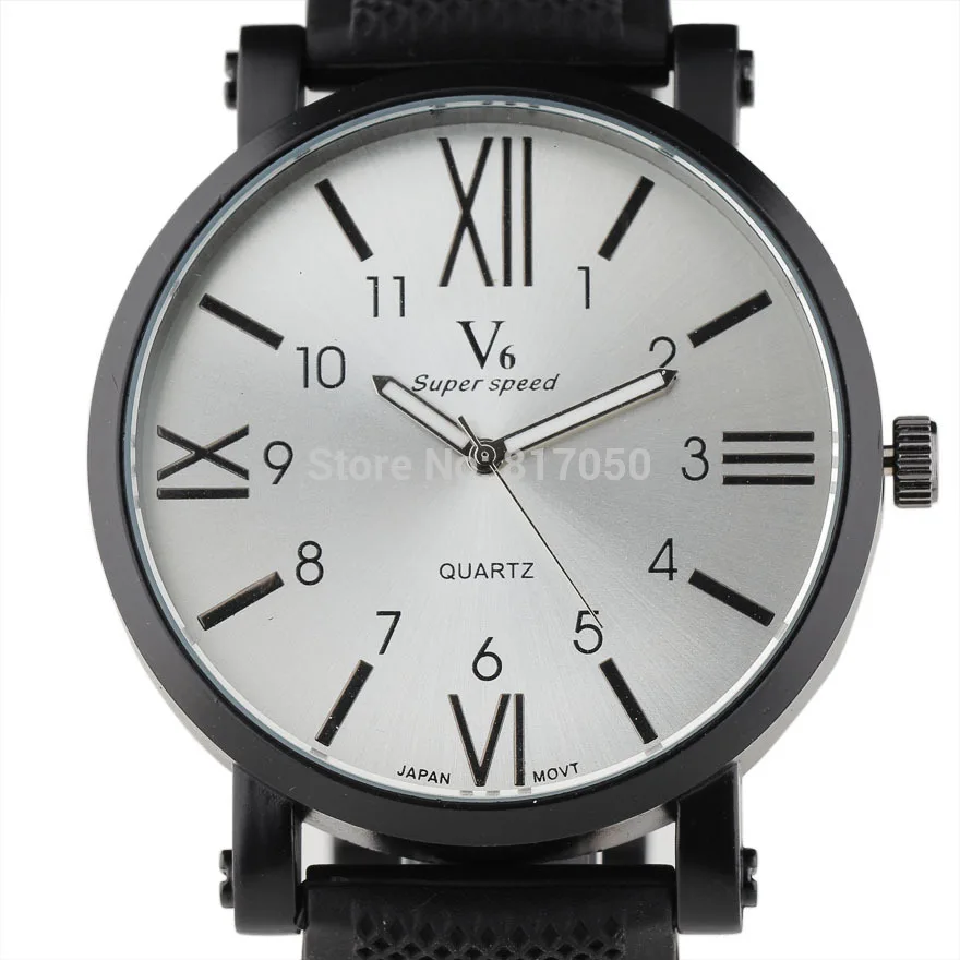 

New fashion sport V6 stylish army white dial orange index rubber band high quality stylish gift men male quartz wrist watch
