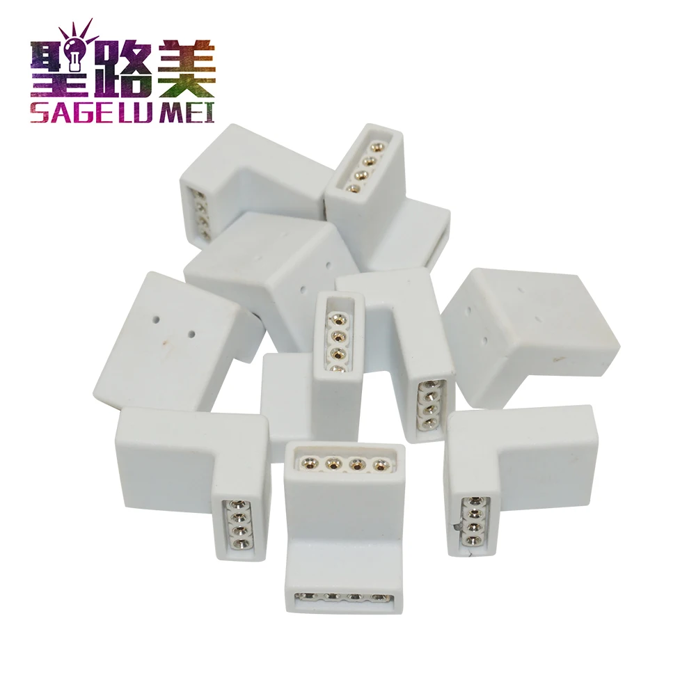 10 шт/20 шт/50 шт/100 шт 4pin RGB Светодиодная лента угловая мм LED разъем &quotL&quot форма 3528 5050