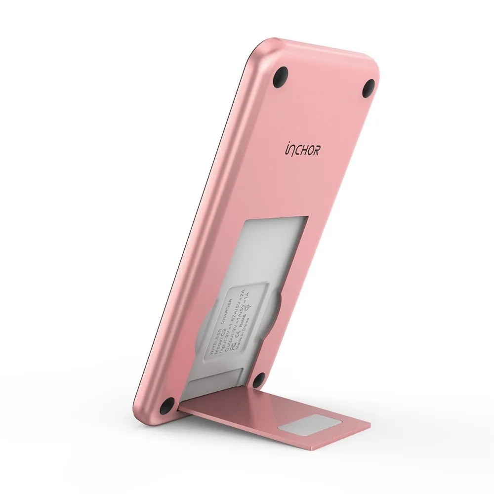 Rose Gold Дропшиппинг Быстрая Двойная Катушка безопасный Qi стенд светодио дный led беспроводной зарядки Pad для iPhone 8/8 Plus/X - Цвет: Rose Gold