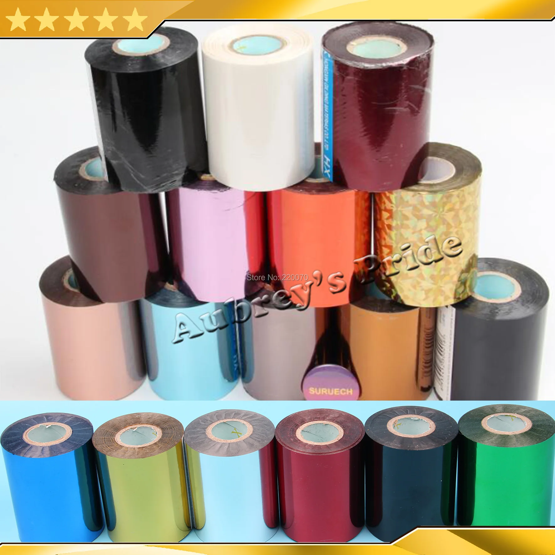 80mmx120M Golden Color Hot Stamping Foil Heat Transfer Napkin Gilding PVC Business Card Emboss