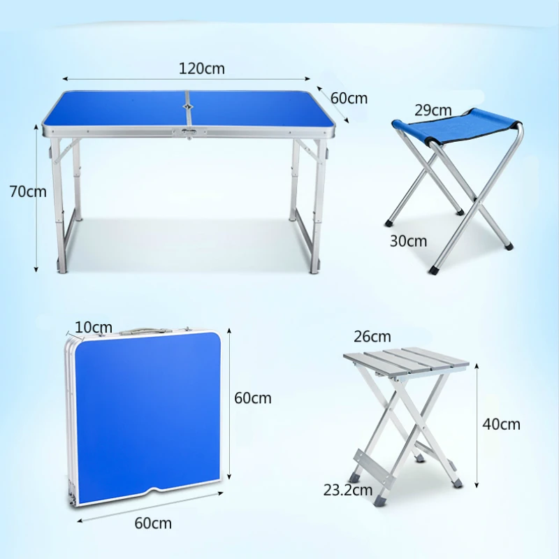 Strengthen Outdoor Foldable Table Household Simple Dining Desk Metal Portable with Umbrella Hole Light Camping Table with Stool Strengthen Outdoor Foldable Table Household Simple Dining Desk Metal Portable with Umbrella Hole Light Camping Table with Stool