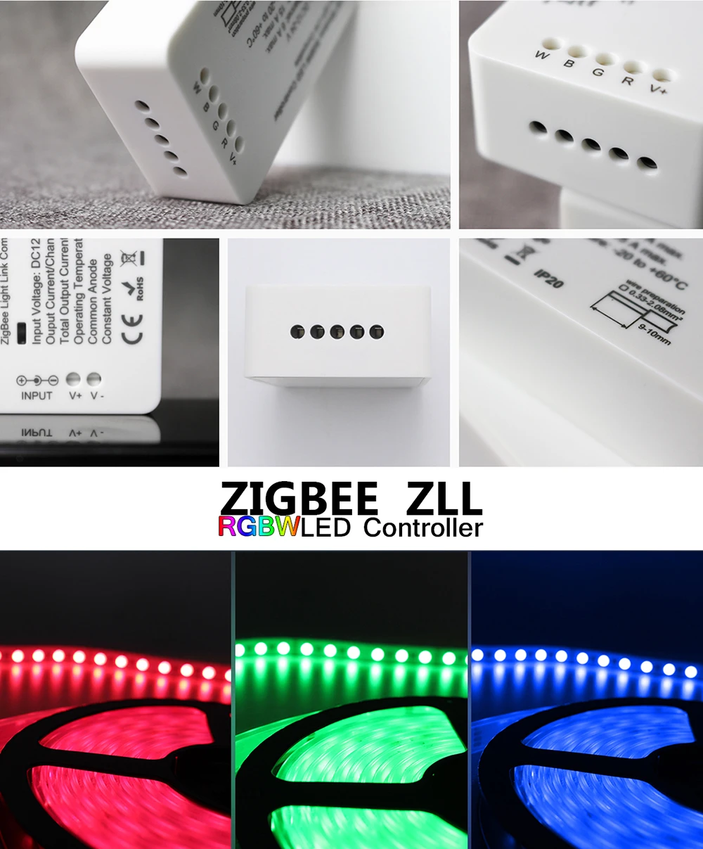 Светодиодные полосы света Умный дом RGBW для беспроводного приложения Zigbee полосы контроллер работы с ZLL концентратор Echo Plus и Lightfy концентратор