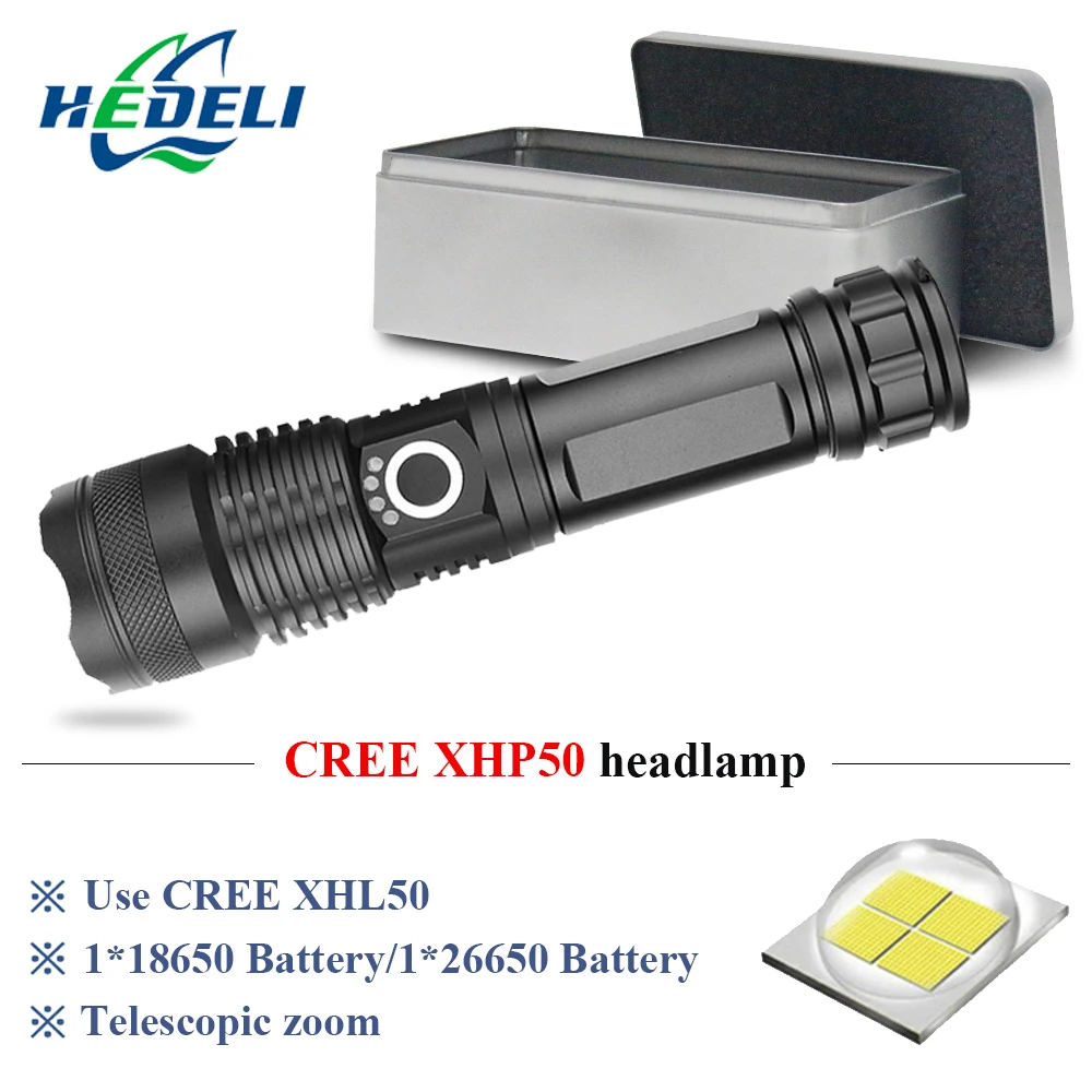 Мощный светодиодный фонарик XHP50 zoom usb 18650 или 26650 зарядка вспышка фонарь led zaklamp