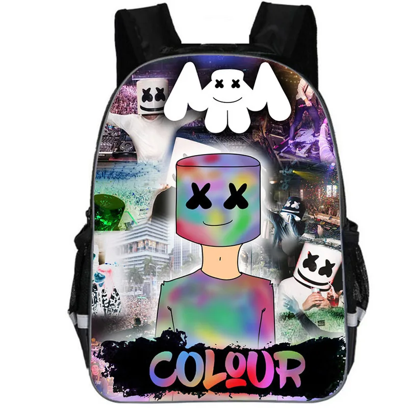 DJ Marshmello غي حقيبة مدرسية للبنين والبنات الاطفال Personized المدرسية الخطمي الوجه ابتسامة الهيب هوب مضحك ظهره DJ Marshmello غي حقيبة مدرسية للبنين والبنات الاطفال Personized المدرسية الخطمي الوجه ابتسامة الهيب هوب مضحك ظهره