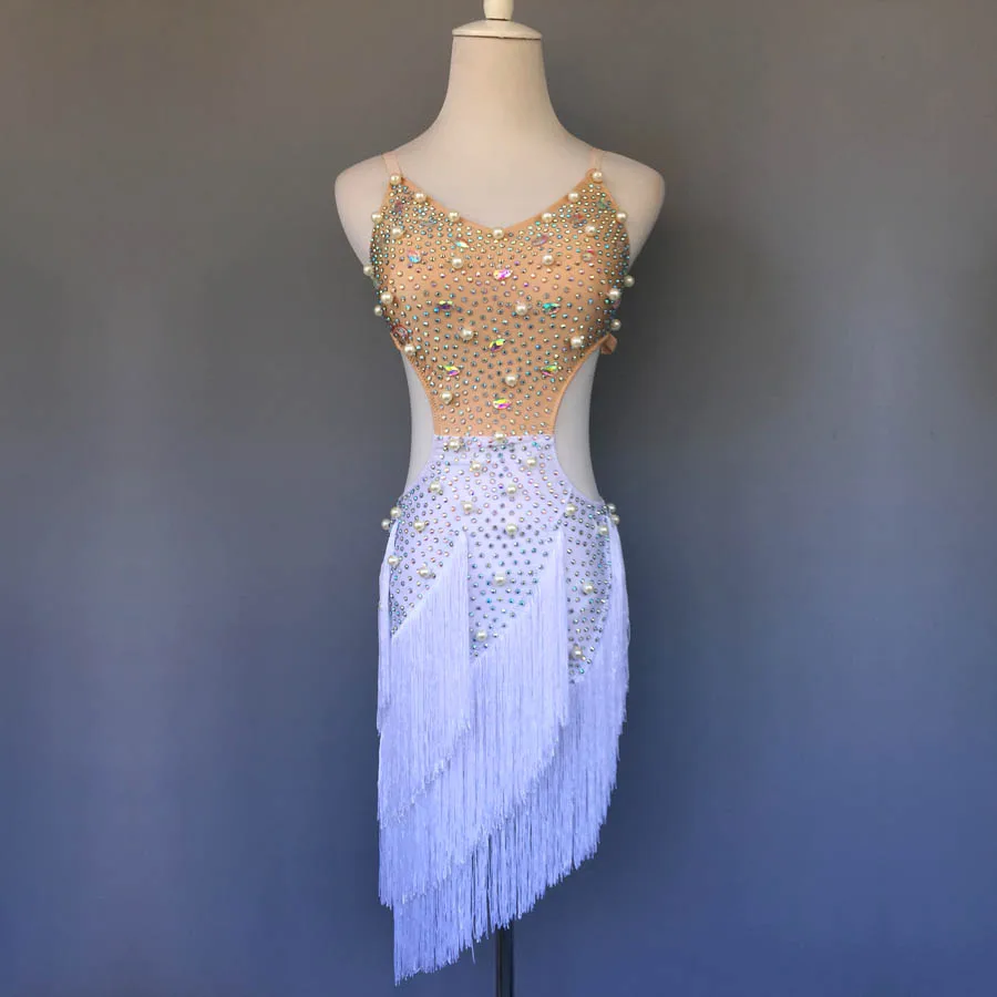 New style latin dance costume sexy sequins Feather latin dance dress