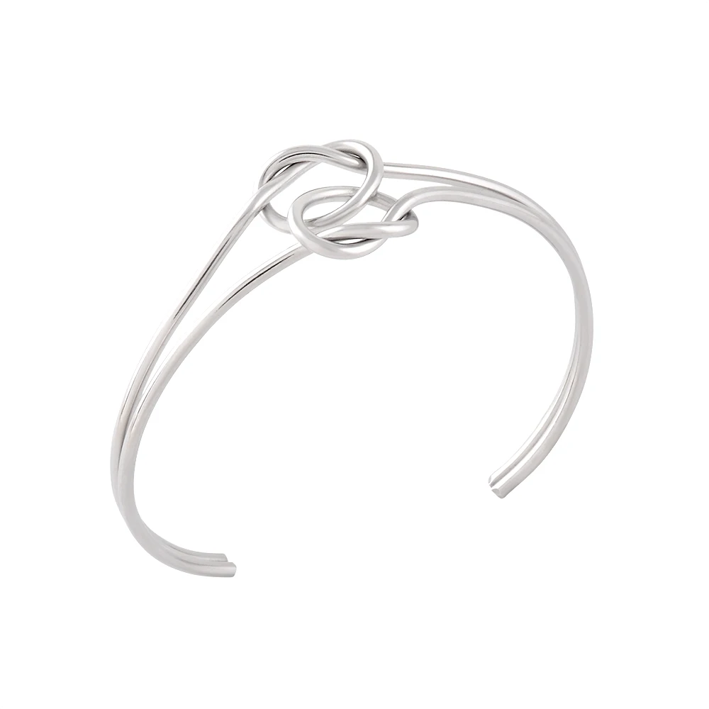MJB0514 Double Love Knot Bangle Bracelet Adjustable Tie The Knot Cuff