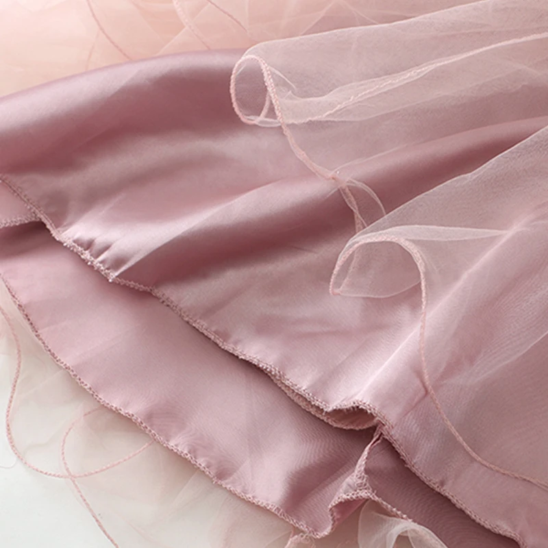 Girl's Cute O-Neck Multi Style Tulle Sleeveless Dress- Style3