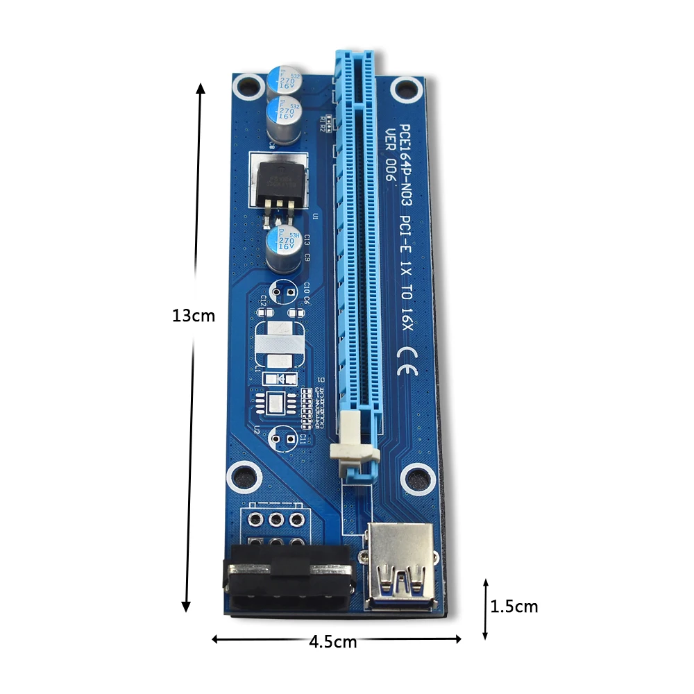 TISHRIC Ver006 PCI Express Riser Card 1x до 16x Usb3.0 кабель 60 см E удлинитель Sata 4pin Molex Power для Btc Miner