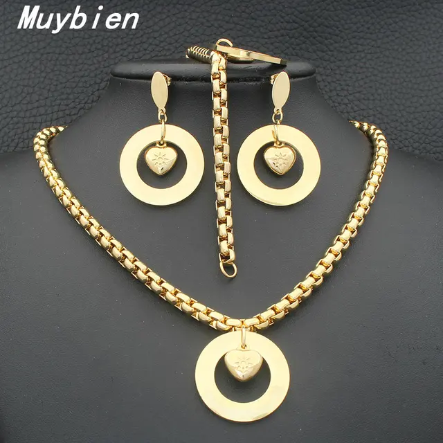 muybien fashion women wedding jewelry sets luxury round inside with