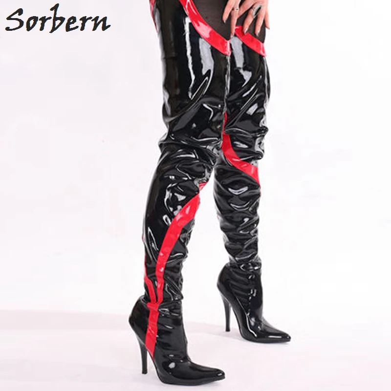 

Sorbern Woman Boots 12CM High Heel Drag Queen Pointed Toe Over The Knee Fetish Long Boots For Woman Custom Wide Legs