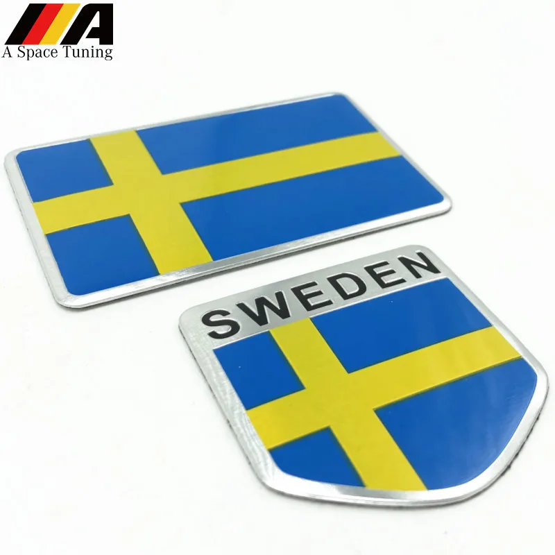 

3D Aluminium Sweden National Flag Emblem Badge Car Styling Sticker Motorcycle Decal For Volvo Ford BMW BENZ Toyota Honda Audi VW