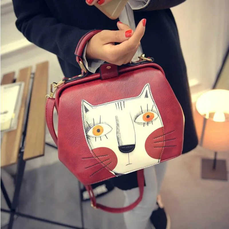 

3 Pattern Available Special Cartoon Printing Women Handbags High Quality PU Leather Women 's Messenger Bags Cute Bags For Girls