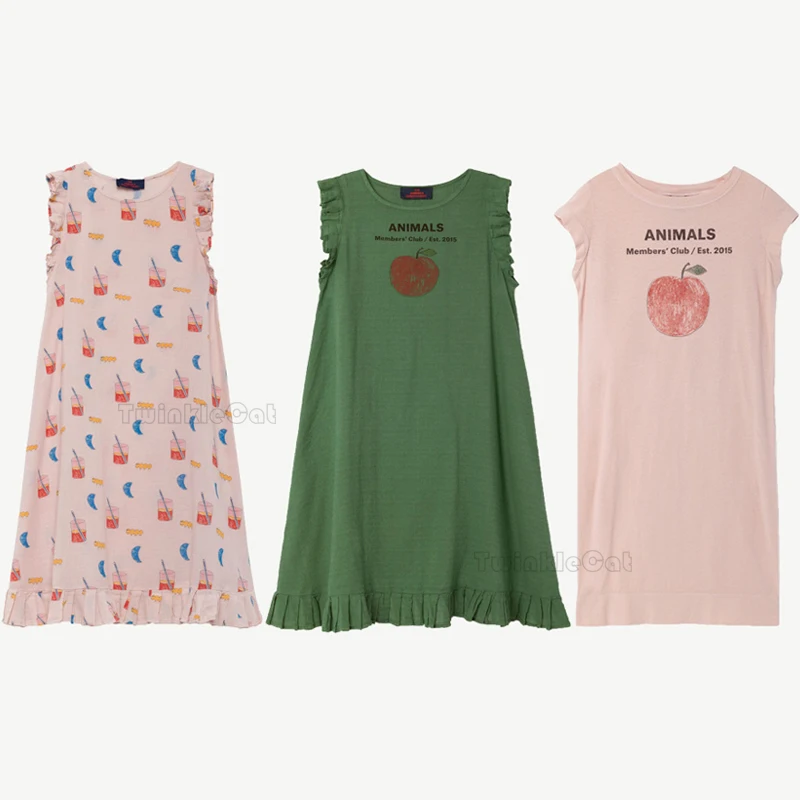 

2018 Summer girls dress Casual Green Cow dress Stripes dress for kids girls 1-10 years Children's dress Free shopping