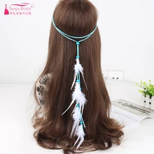 Богемный Хиппи Стиль повязка на голову с перьями особенности чокер шляпная лента и пояс Кушак ZH031