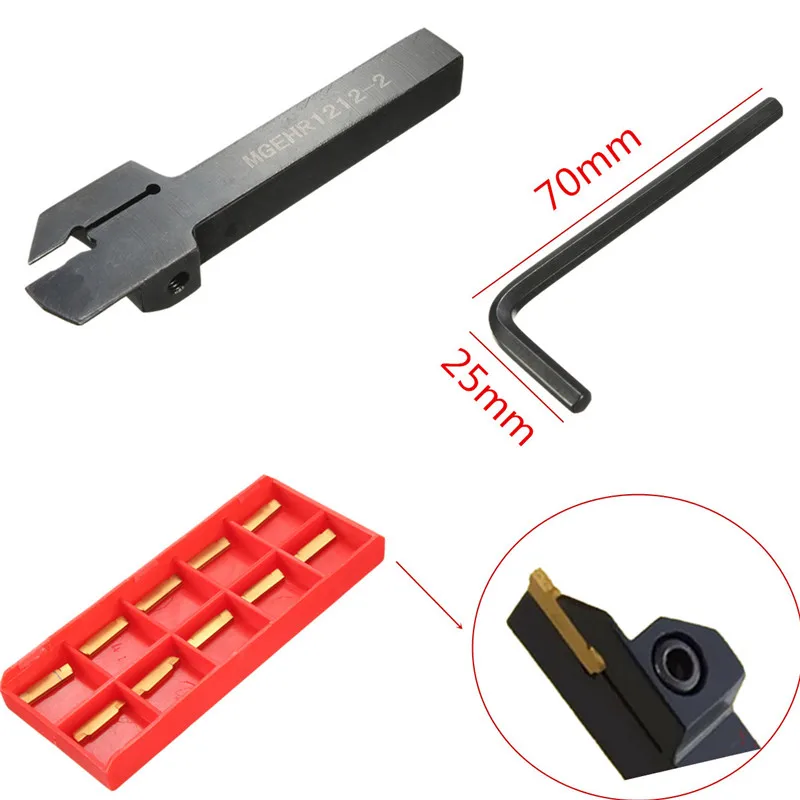 Baoblaze MGMN200 w//MGEHR 1212-2 12mm Parting Grooving Off Tool Holder /& Inserts Set