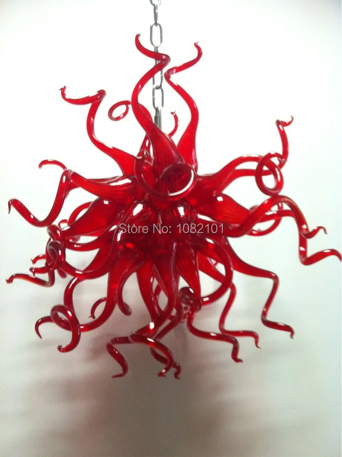 Free Shipping Fancy Red Hand Blown Glass Light Fixturesin Chandeliers