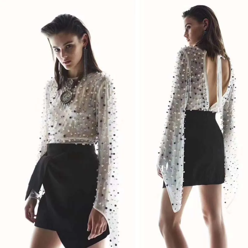 

Blusas mujer de moda 2018 fashion wild off white chiffon blouses sexy top female chemise femme beautiful boho women's shirt