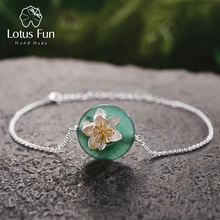 Lotus Fun реальные 925 серебро натуральные камни творческий ручной Fine Jewelry лотоса шепчет браслет для женщин brincos