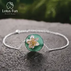 Lotus Fun реальные 925 серебро натуральные камни творческий ручной Fine Jewelry лотоса шепчет браслет для женщин brincos