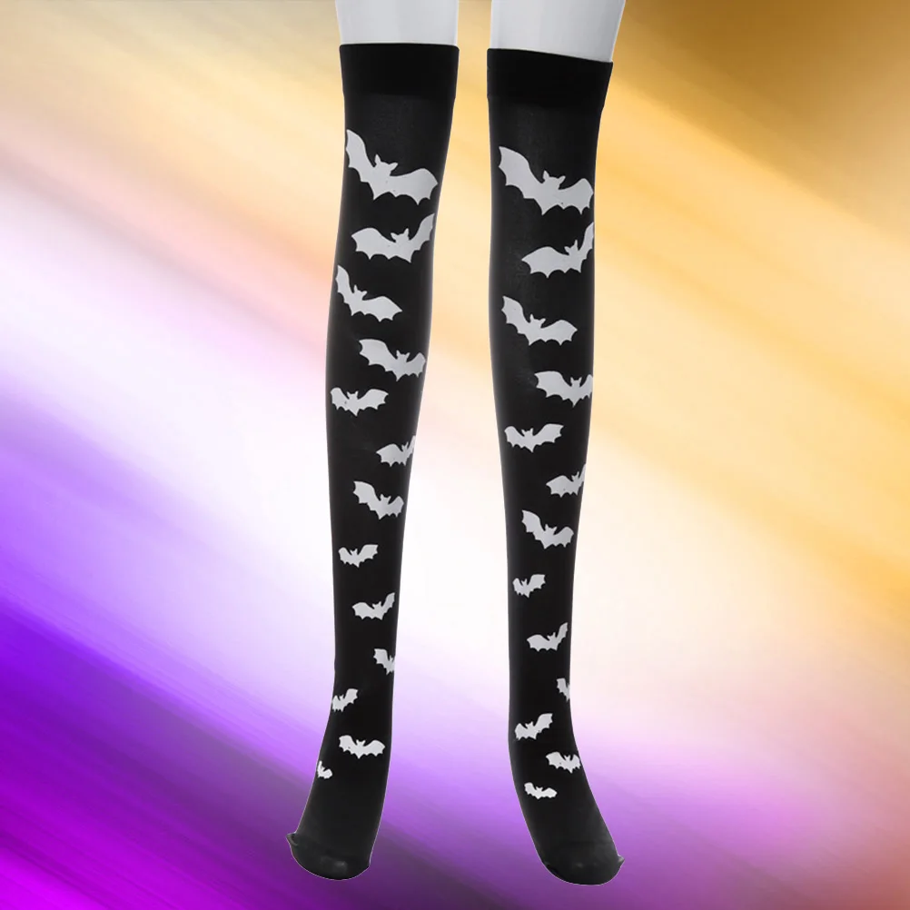 1 Pair Halloween Bats Pattern Over The Knee High Socks Long Socks for