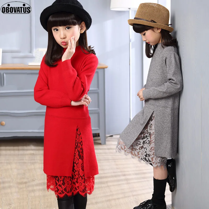 sweater dress with lace bottom