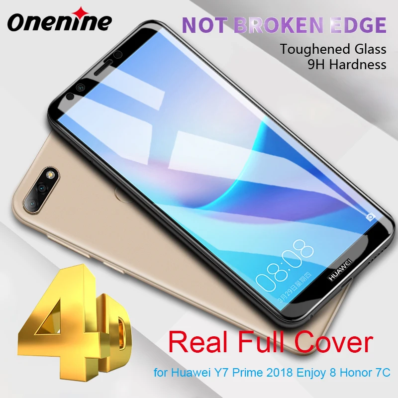 4D полноэкранное закаленное стекло для Huawei Y7 Prime 2018 Enjoy 8 защитная 3d пленка