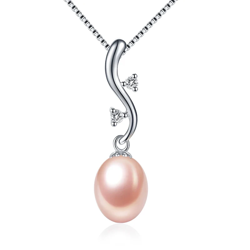 TZ4046P Natural freshwater pearls pendant charm necklace pink pearl