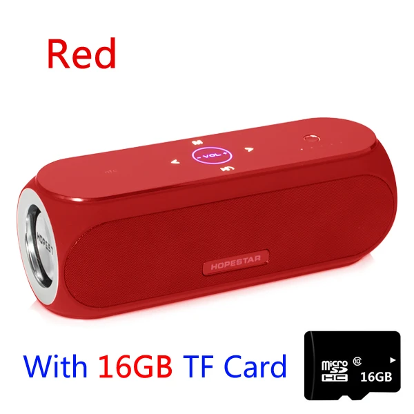 HOPESTAR H19 Портативный беспроводной Bluetooth динамик водонепроницаемый громкий динамик наружный басовый эффект внешний аккумулятор сабвуфер ТВ звуковая панель - Цвет: Red With 16GB TF
