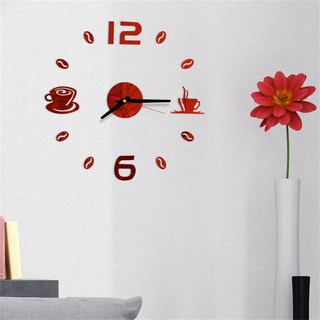 

3D DIY Wall Clocks Roman Numbers Acrylic Mirror Wall Sticker Clock Home Decor Mural Decals Relogio Parede