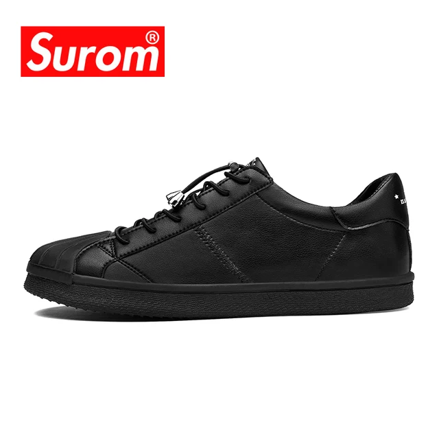 Best Price SUROM 2018 Spring Autumn New Skateboarding Shoes Men Leather Flat Heel Sneakers Breathable Lace Up Classics White Shoes For Men Best Price SUROM 2018 Spring Autumn New Skateboarding Shoes Men Leather Flat Heel Sneakers Breathable Lace Up Classics White Shoes For Men