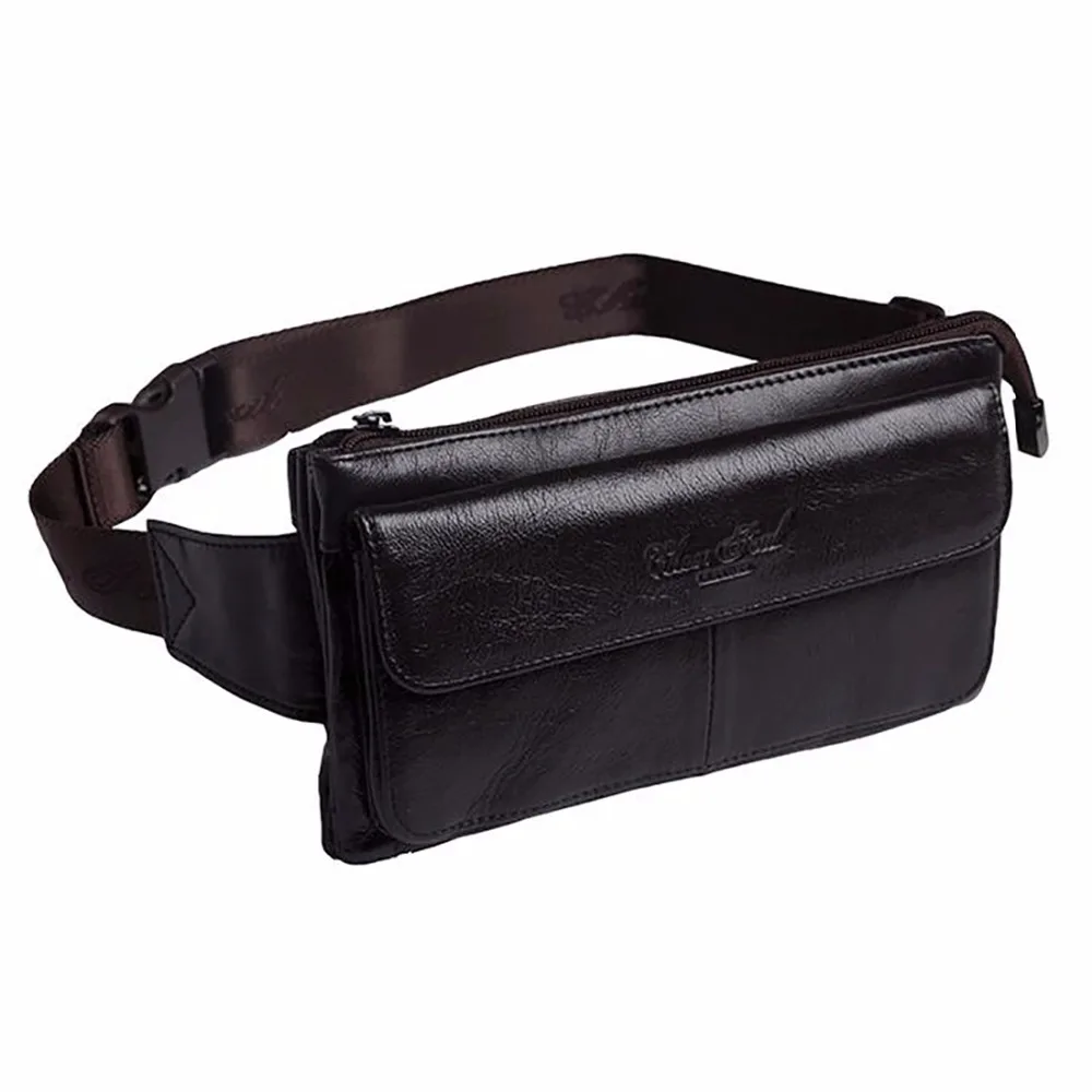 

New Arrival Genuine Leather Cowhide Fanny Waist Pack Men Loop Belt Hip Bum Travel Casual Bags Mobile Phone Case Wallet Purse Bag