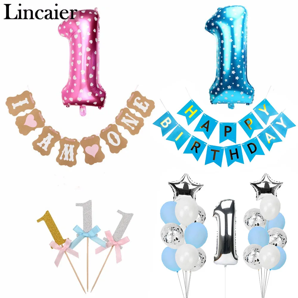 

Lincaier 1st Birthday I Am One Kraft Paper Banner Baby Boy Girl My 1 Party Decoration First Year Garland Bunting Supplies