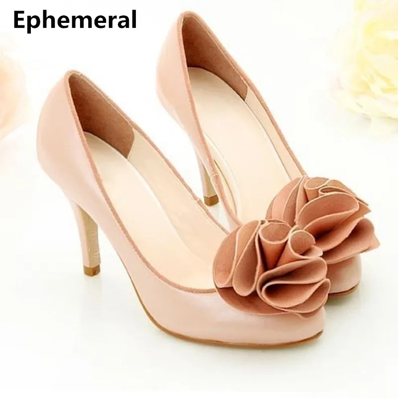 

Slingbacks flower handmade customized fashion sexy full genuine leather high heeled shoes for party wedding