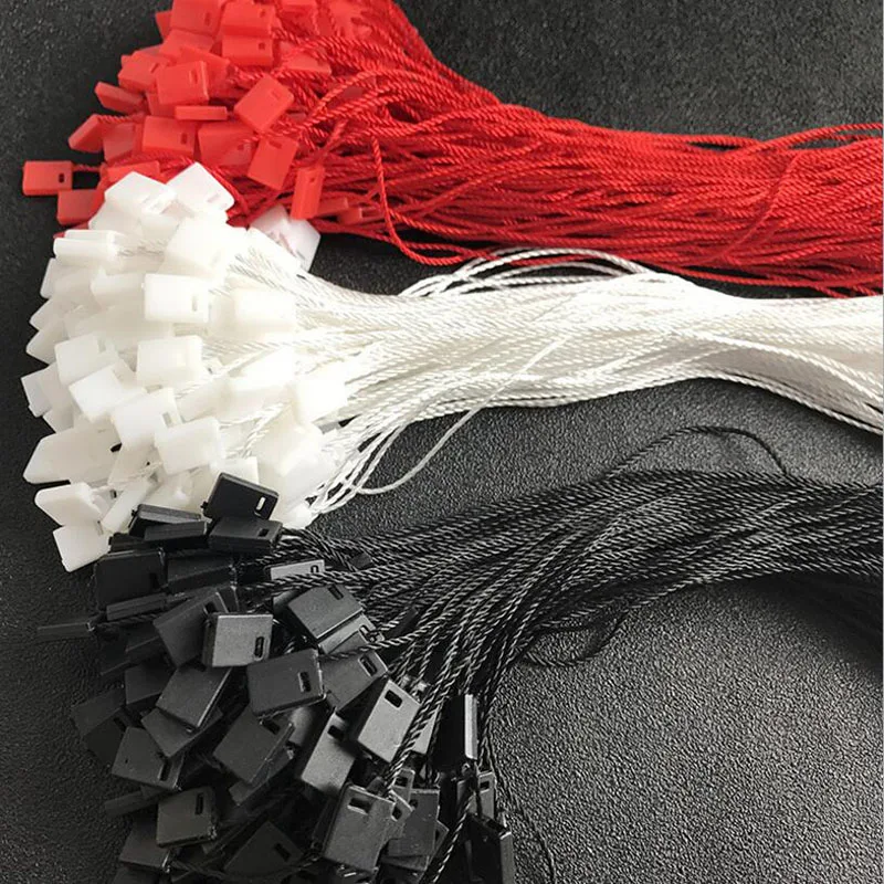 100pcs Clothing Tag Rope Clothes Lanyard Single Hand Wearing Rope Hanging Grain Plastic Square Buckle Label Polyester Rope