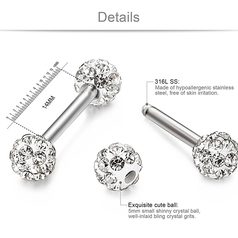 

Rhinestone stainless steel straight Piercing Nose Ring Nipple Ring Diamond Decor Woman Sexy Body Jewelry 2 Pcs Body Jewelry