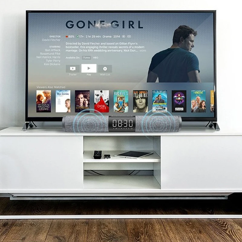 

2019 new TV Soundbar Bluetooth Speaker Portable Wireless Subwoofer 3D Surround FM Radio MP3 MP4 Alarm Clock