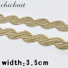 CHICKNIT широкий 3,5 см золотое плетеное с вышивкой Curvilinear кружевной отделкой для платья аксессуары JB50