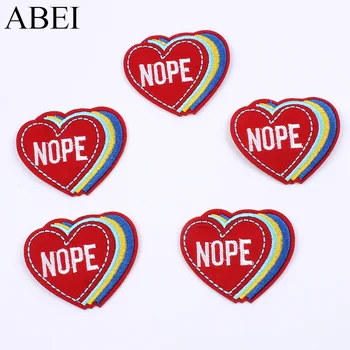 

10pcs/lot Funny Words Patch Iron On Embroidery Heart Stickers Clothes appliques DIY Jeans Backpack Bags Coats badge Sew Patches