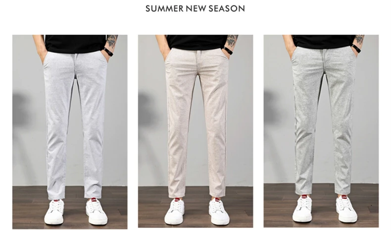 2019 весна-лето, для мужчин белье костюм штаны качественные Для мужчин Повседневное тонкие брюки мужские широкие брюки мужские брюки плюс