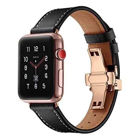 BOX-W совместим с наручных часов Apple Watch 38 мм 40 мм 42 44 мм часы с кожаным ремешком ремешок для iwatch серии 1, 2, 3, 4 года