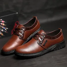 Spring New 2017 Luxury Brand Split Leather Business Men Dress Shoes Adult Lace-up Oxford Shoes Casual Men Solid Flats Shoes
