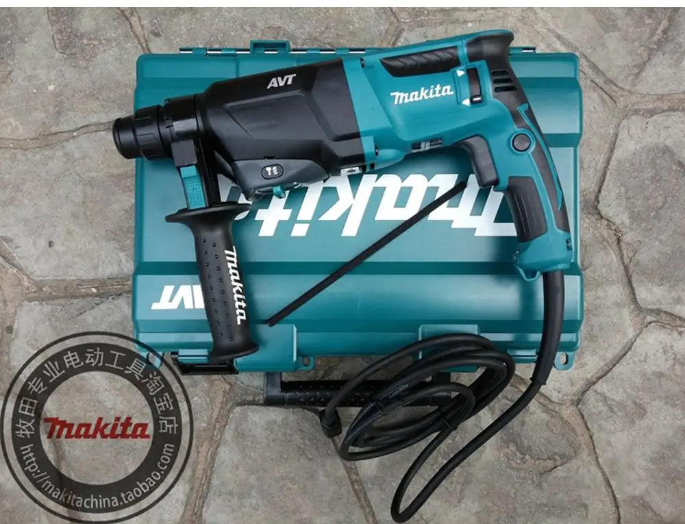 Перфоратор Makita HR2611F светильник AVT чрезвычайно низкая вибрация встроенный рабочий светильник Три функции 800 Вт 4, 600ipm 1200 об/мин