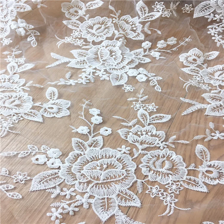 2 ярда жаккардовая белая свадебная кружевная ткань французская вышивка органза ткань для кружевных аксессуаров diy свадебное платье одежда MT38