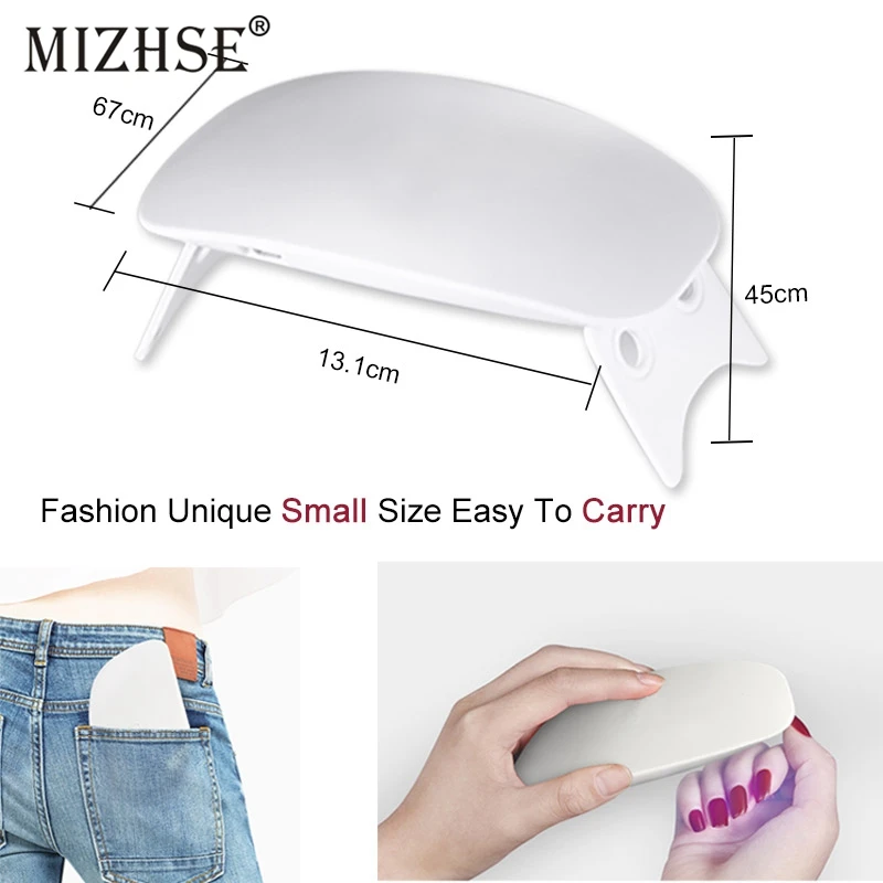 MIZHSE 6 Вт УФ светодиодная лампа для сушки ногтей для гелевых полишонов мини-светильник для ногтей, лампа для сушки, USB зарядное устройство, УФ-светодиодный светильник для ногтей