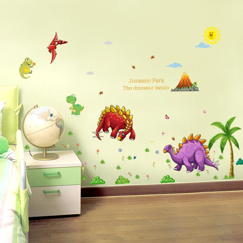

Cartoon Dinosaur Nursery Bedroom Kindergarten Bathroom Removable Tile Wall Stickers Waterproof Decal Mural Decoration