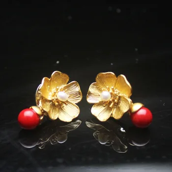 

925 Sterling Silver Nail Hypoallergenic Earrings Handmade Natural Pearl Stone Earrings