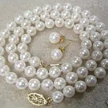 Ювелирные наборы 8 мм белый Akoya Морская раковина жемчужное ожерелье серьги AAA+ бусины модные ювелирные изделия изготовление натуральный камень цена