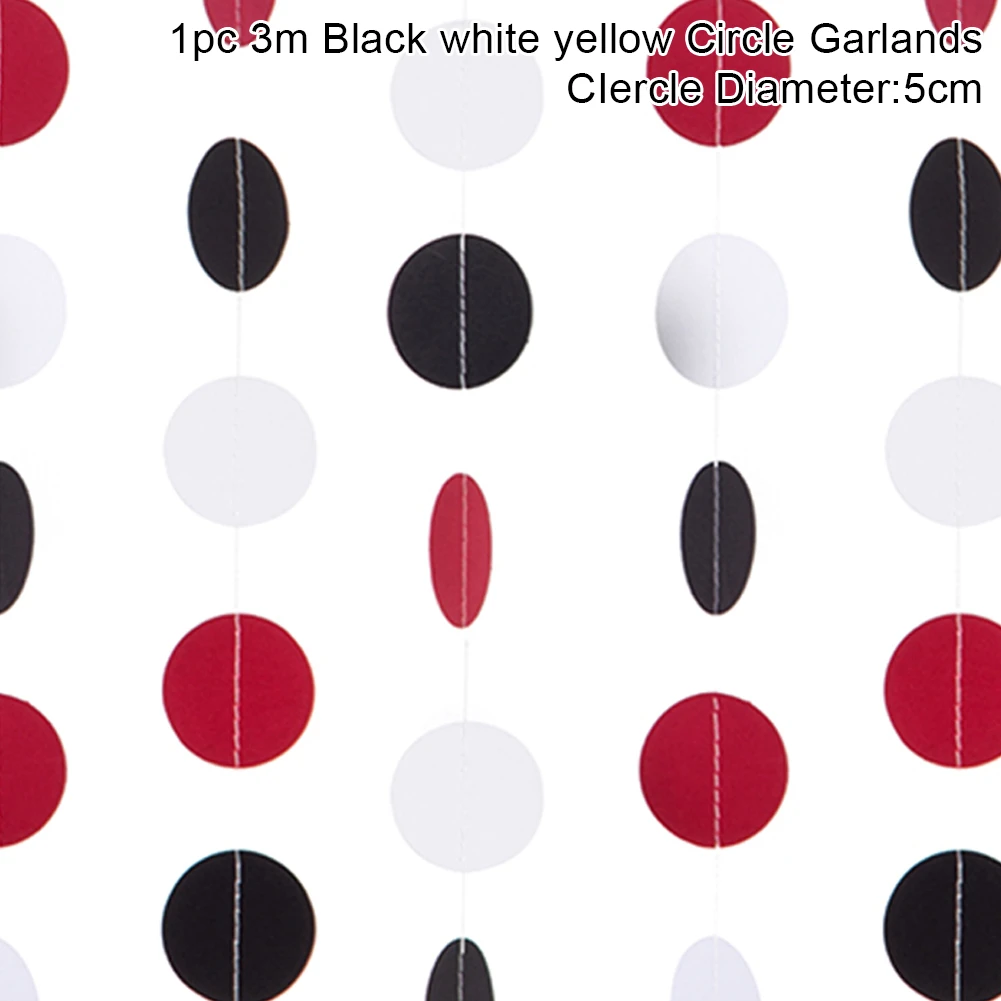 Блестящий черный белый золотой висячий круг гирлянда День Рождения украшения для взрослых события вечерние юбилейный фон украшения - Цвет: Black White Red