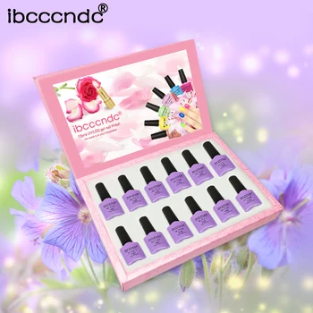 

IBCCCNDC 12pcs/Set Purple Pink Series UV Gel Polish 10ml Nail Gel Lacquer Long Lasting Soak Off Nail Gel with Exquisite Gift Box